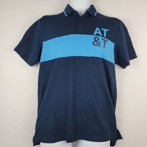 AT&T Navy & Light Blue Polo Employee Uniform Shirt M Mens Short Sleeve